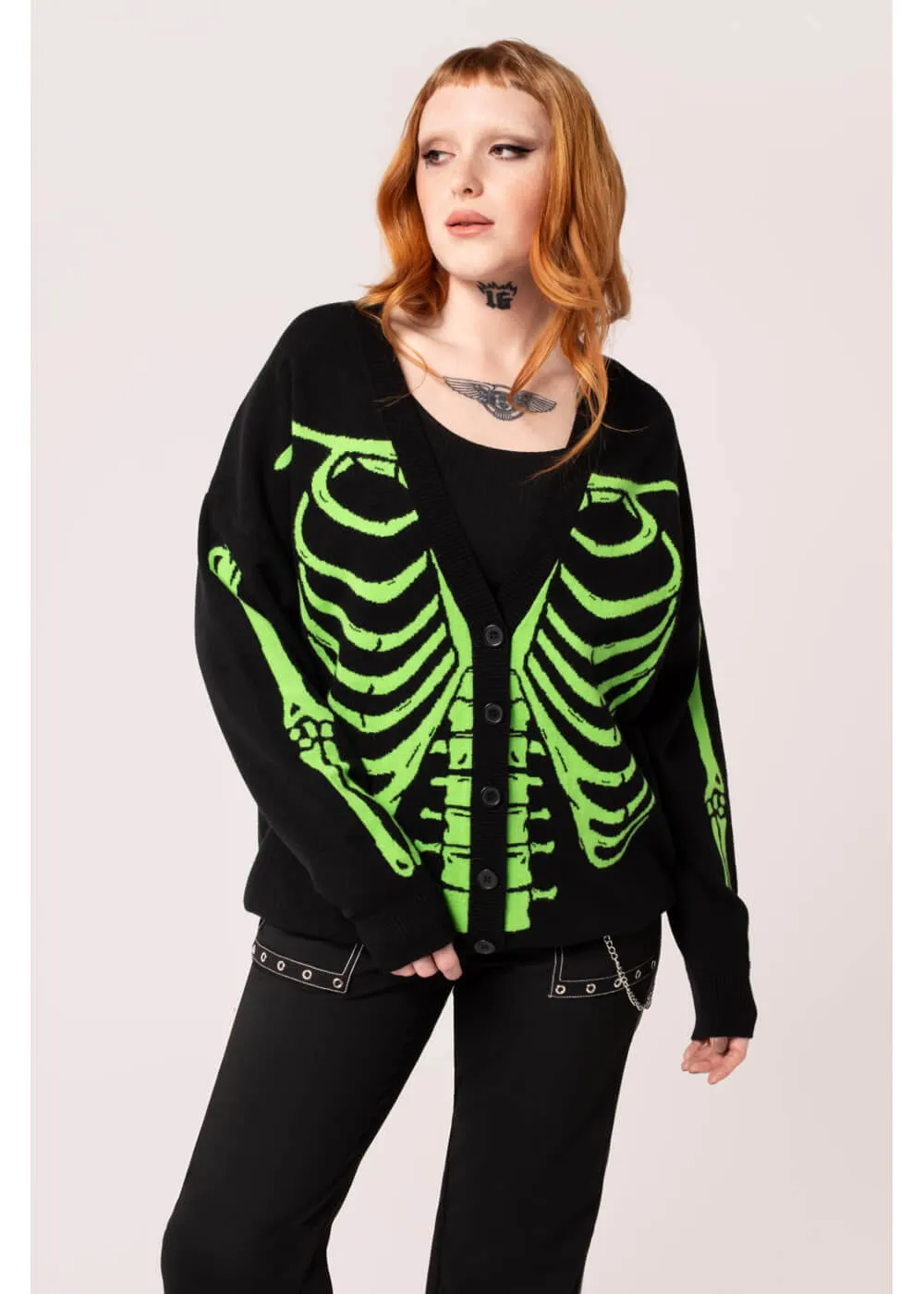 Hell Bunny Skeleton Cardigan Black Green