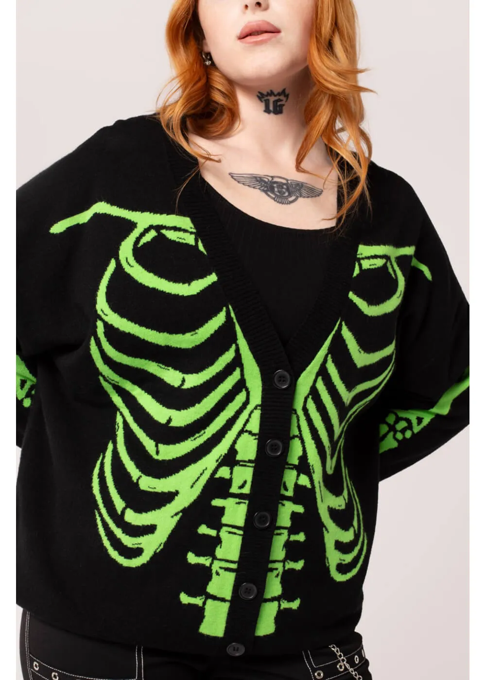 Hell Bunny Skeleton Cardigan Black Green