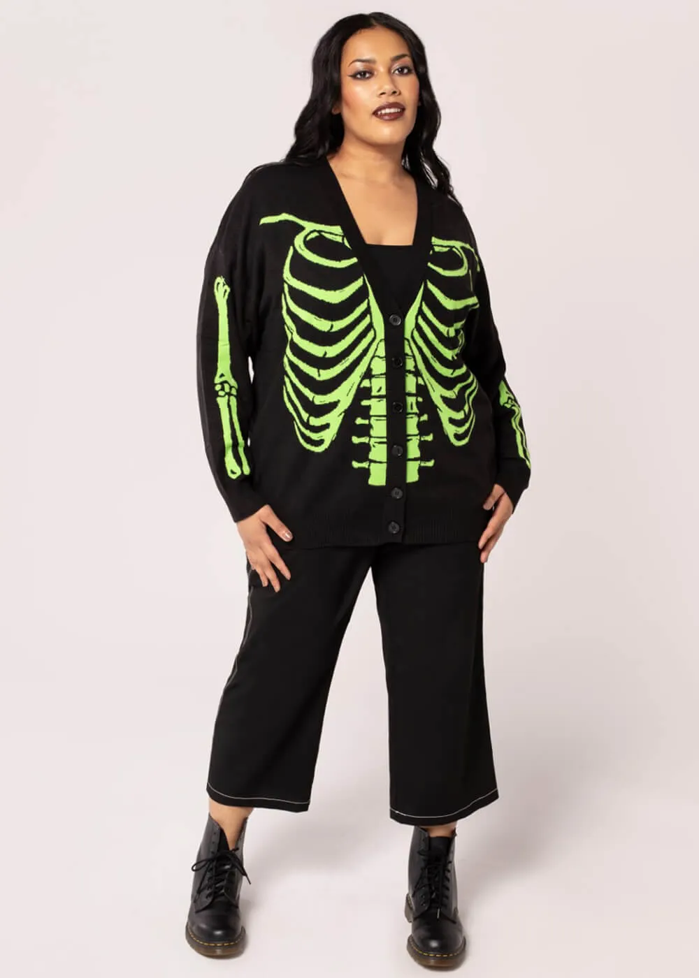 Hell Bunny Skeleton Cardigan Black Green