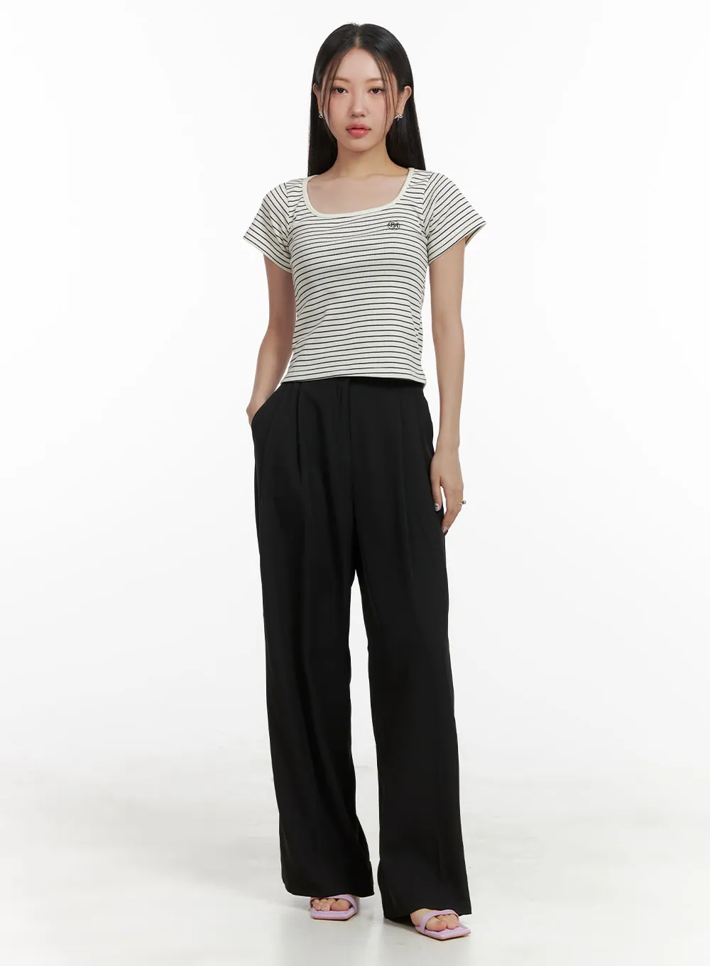 High-Waist Wide Fit Trousers OA415