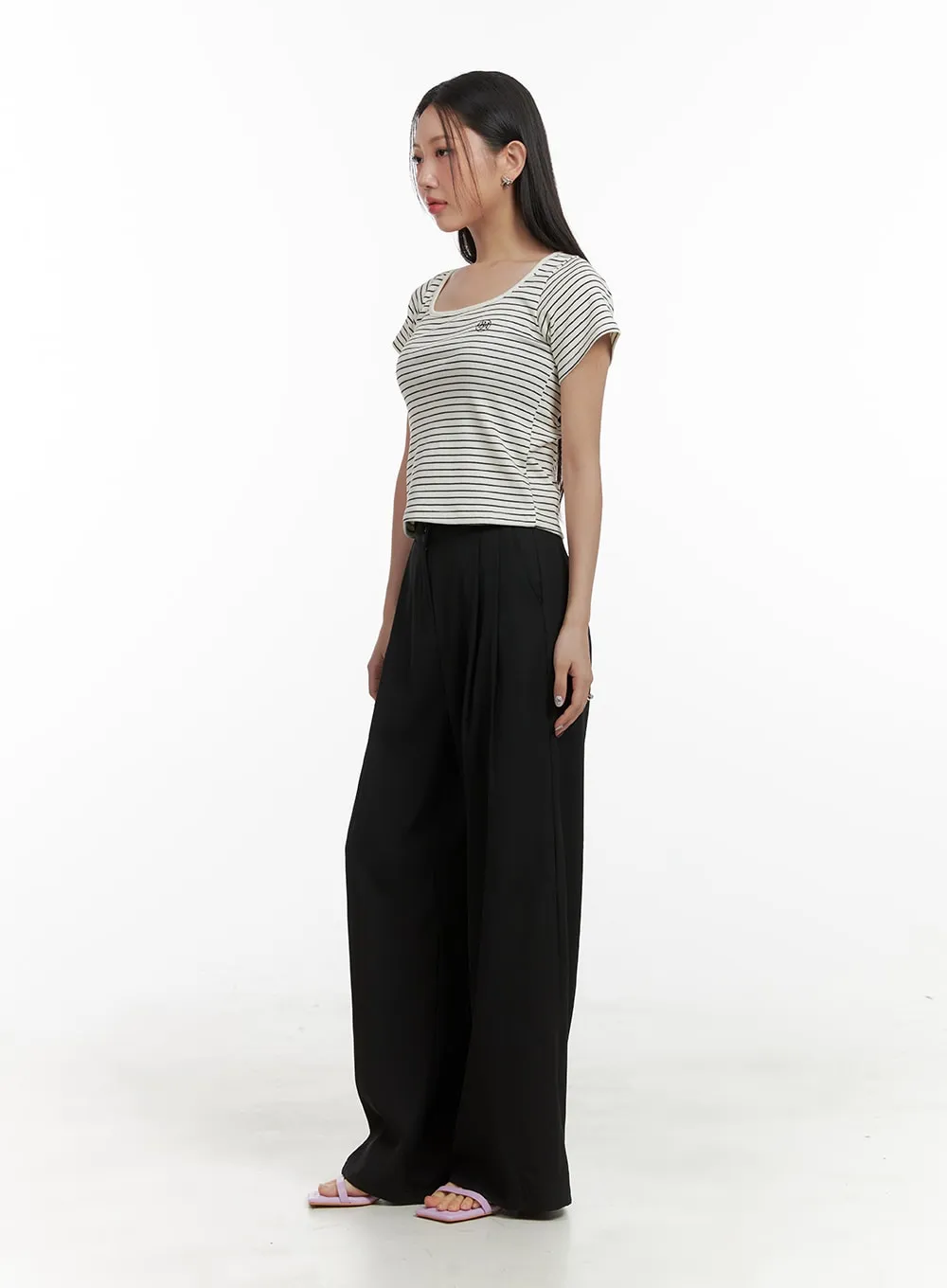 High-Waist Wide Fit Trousers OA415