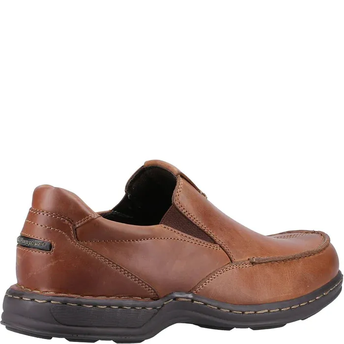 Hush Puppies Brown Slip On Shoes Leather Comfort Wide Ronniea