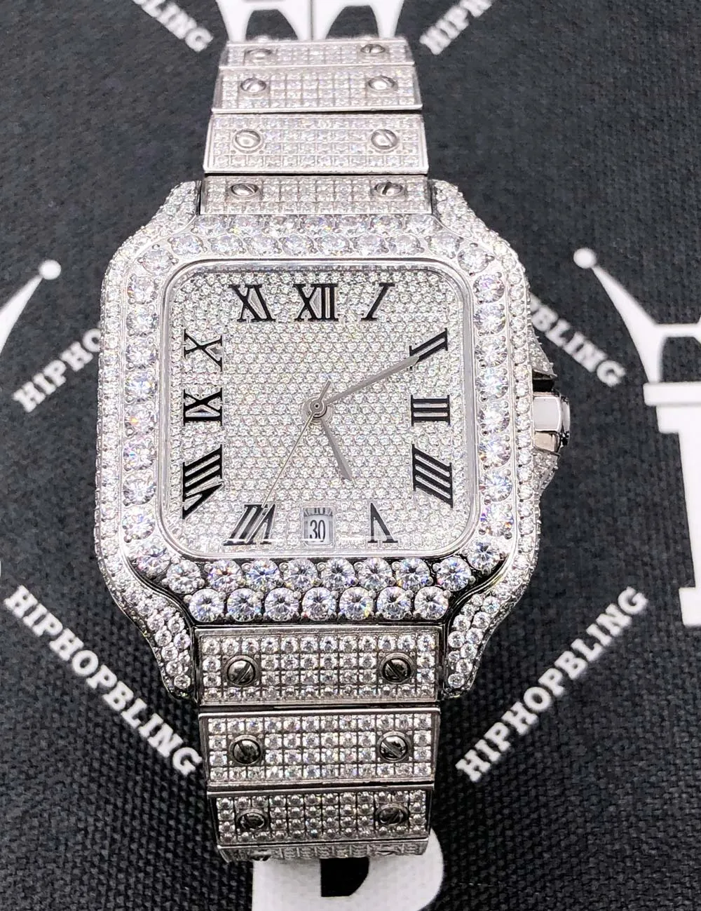 Iced Out Baller Square CZ Steel Bust Down Watch