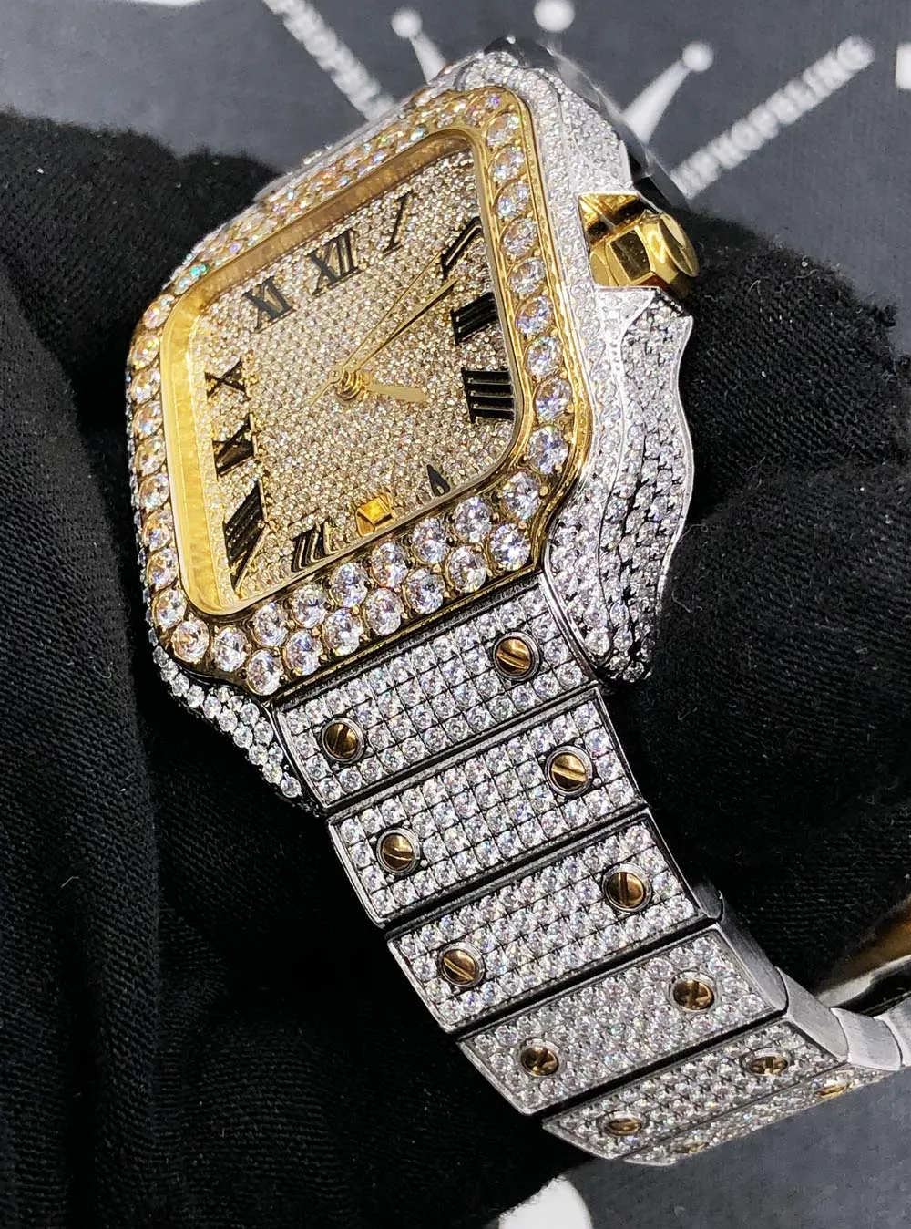 Iced Out Baller Square CZ Steel Bust Down Watch