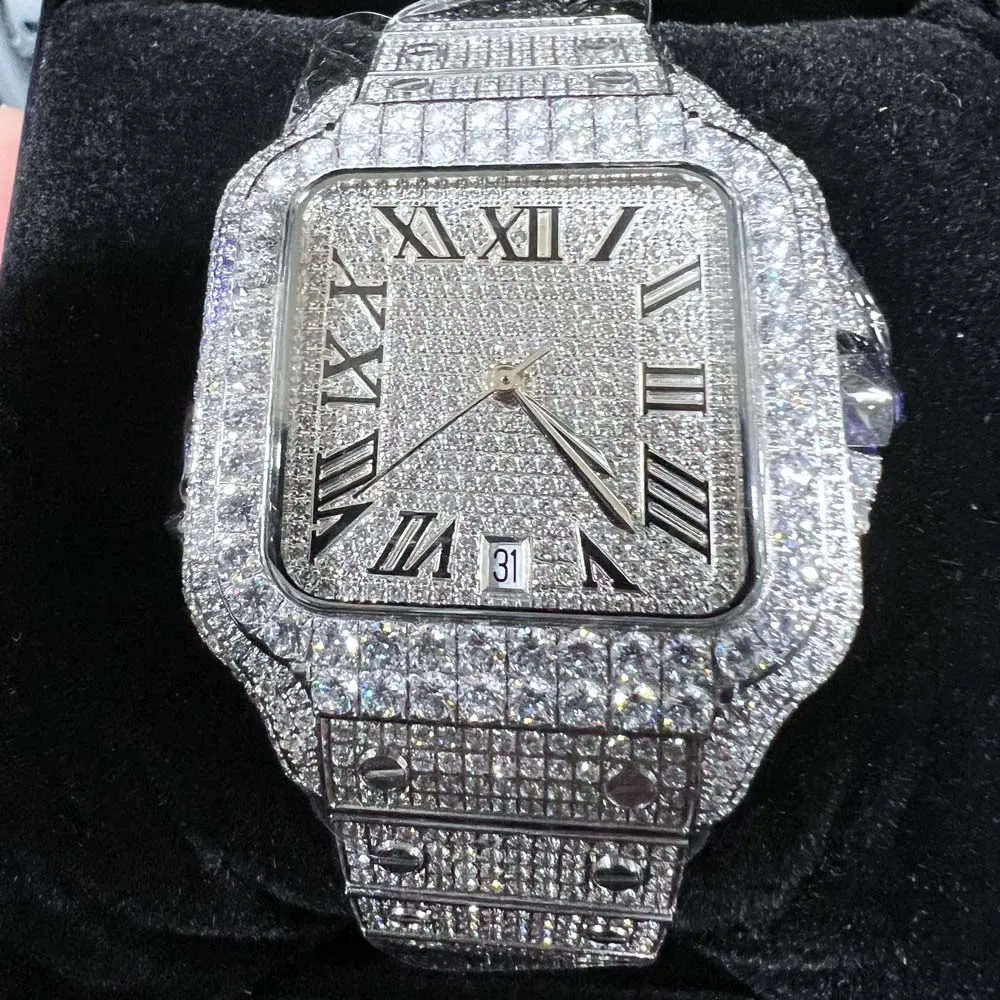 Iced Out Baller Square CZ Steel Bust Down Watch