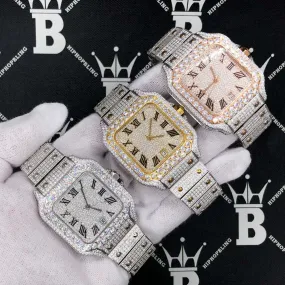 Iced Out Baller Square CZ Steel Bust Down Watch