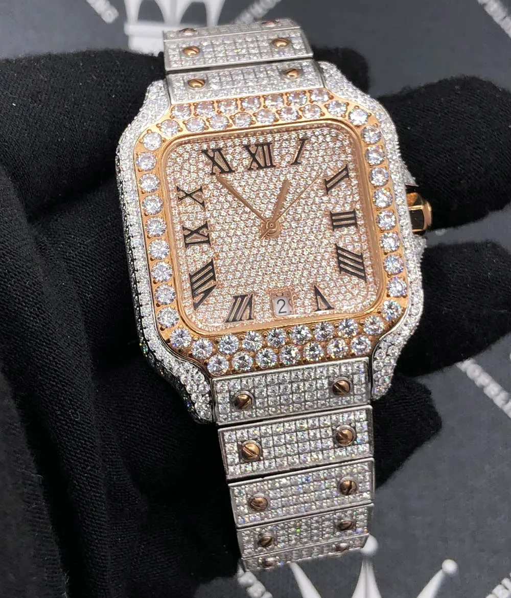 Iced Out Baller Square CZ Steel Bust Down Watch