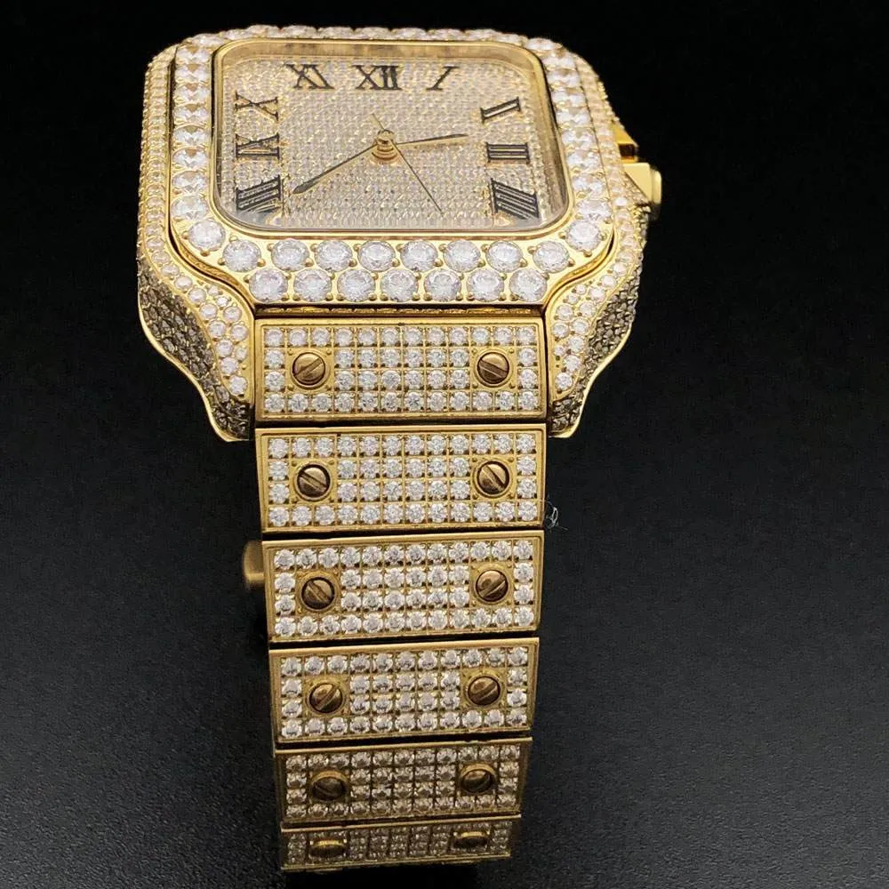 Iced Out Baller Square CZ Steel Bust Down Watch