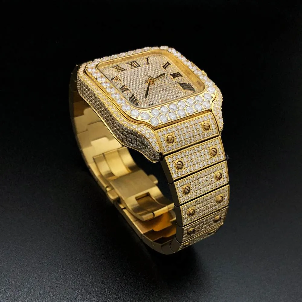 Iced Out Baller Square CZ Steel Bust Down Watch