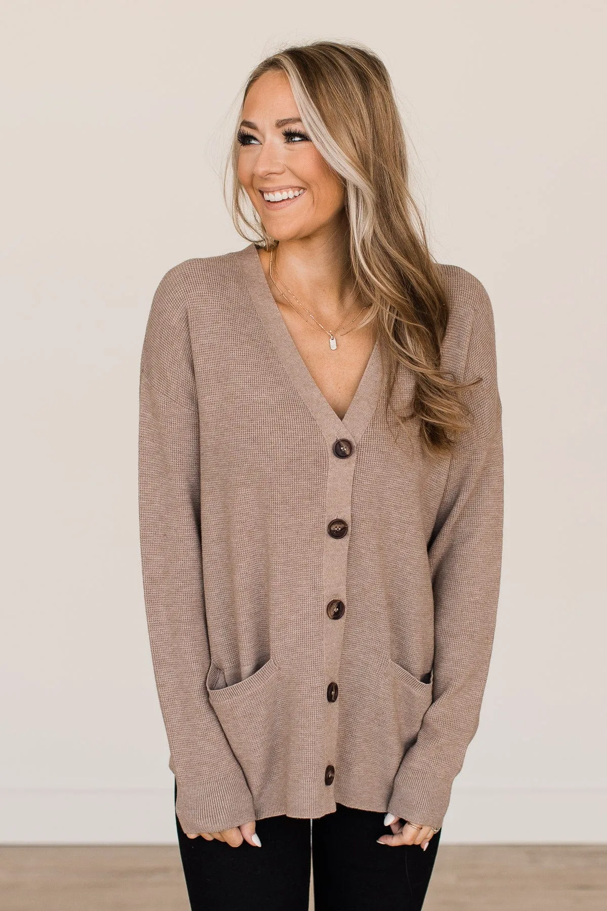 In Good Company Button Cardigan- Mocha