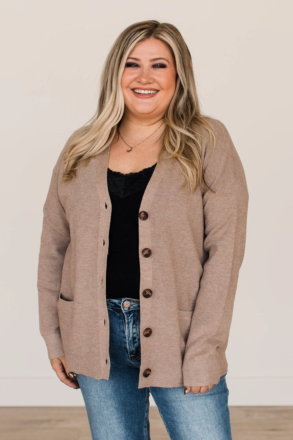 In Good Company Button Cardigan- Mocha