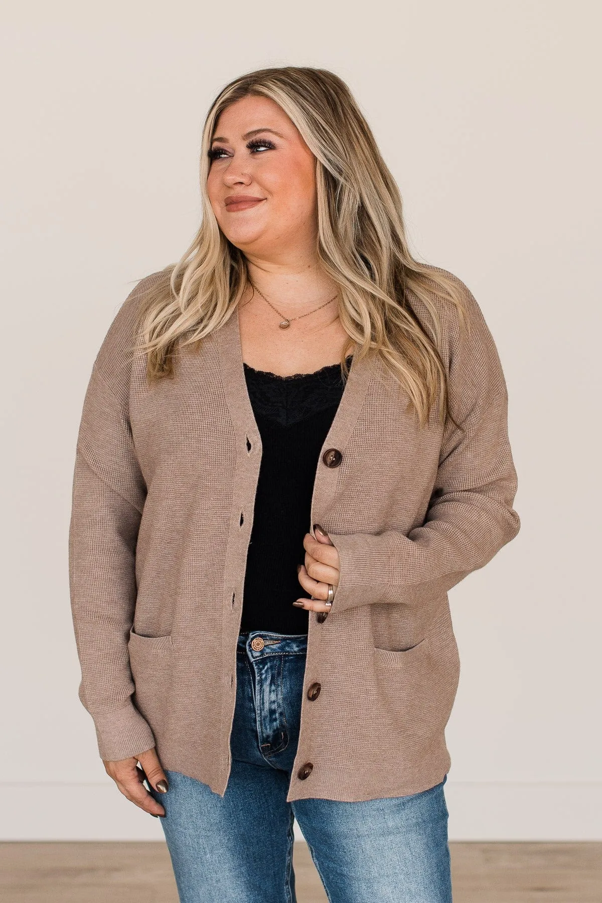 In Good Company Button Cardigan- Mocha