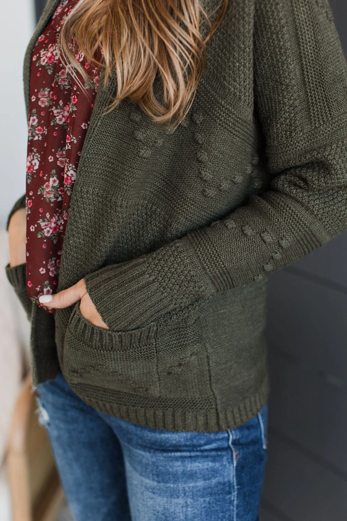 Instantly Iconic Knit Cardigan- Dark Olive