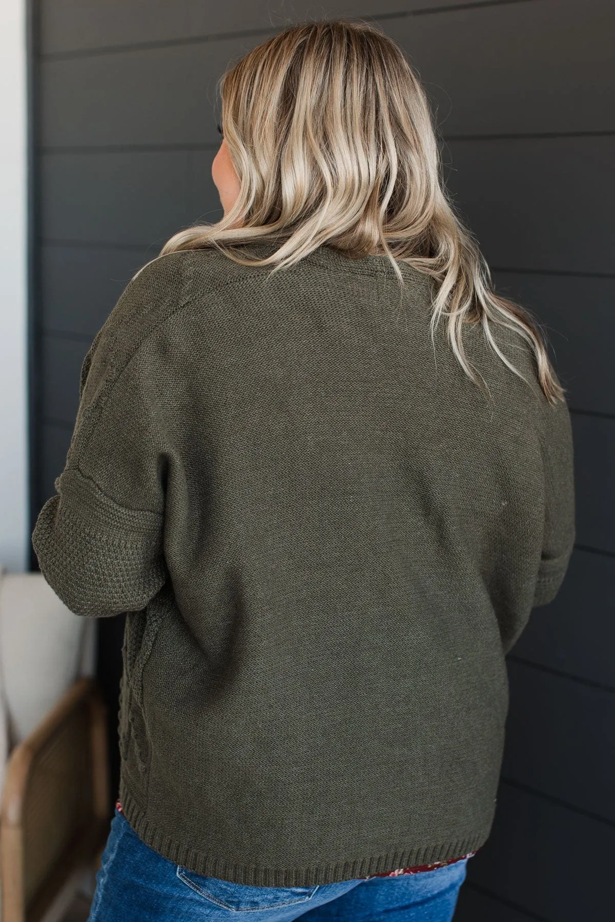 Instantly Iconic Knit Cardigan- Dark Olive