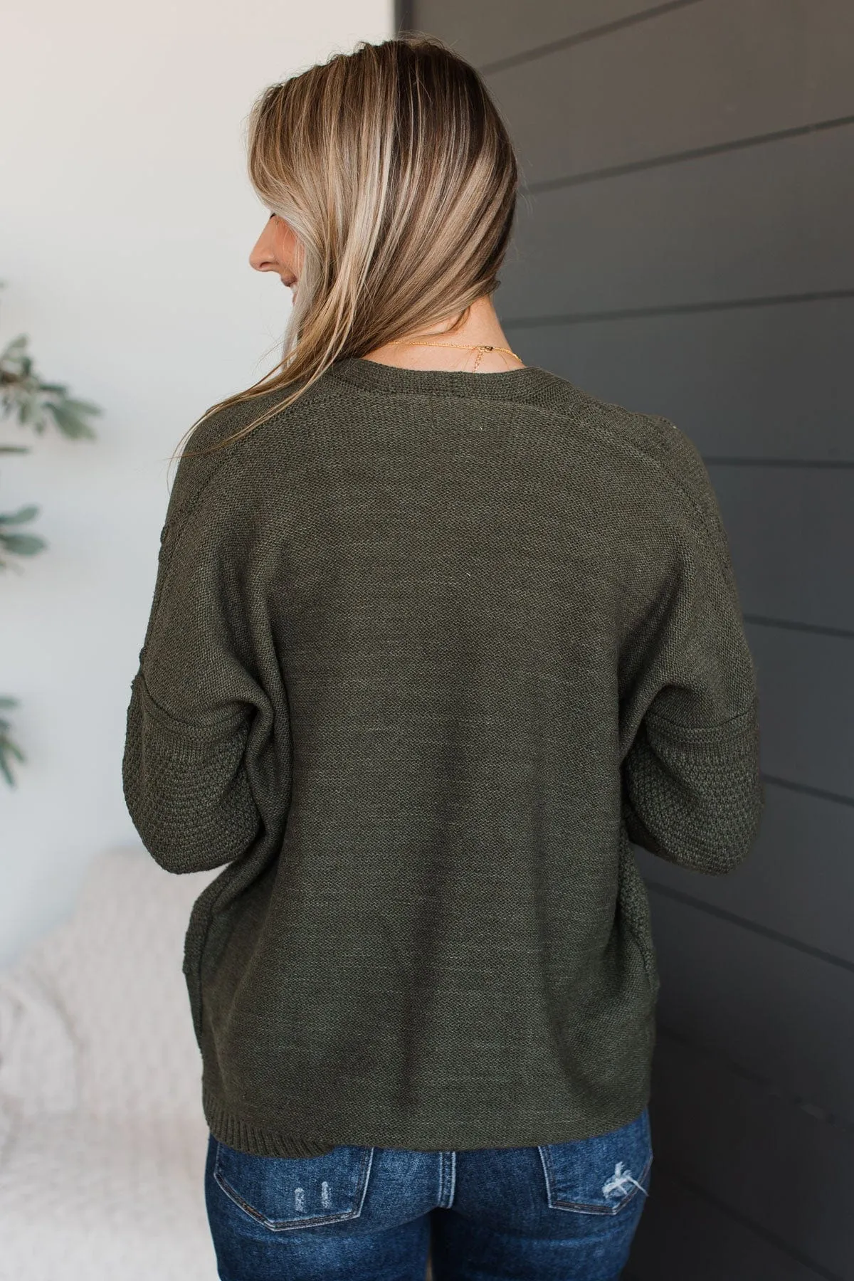 Instantly Iconic Knit Cardigan- Dark Olive