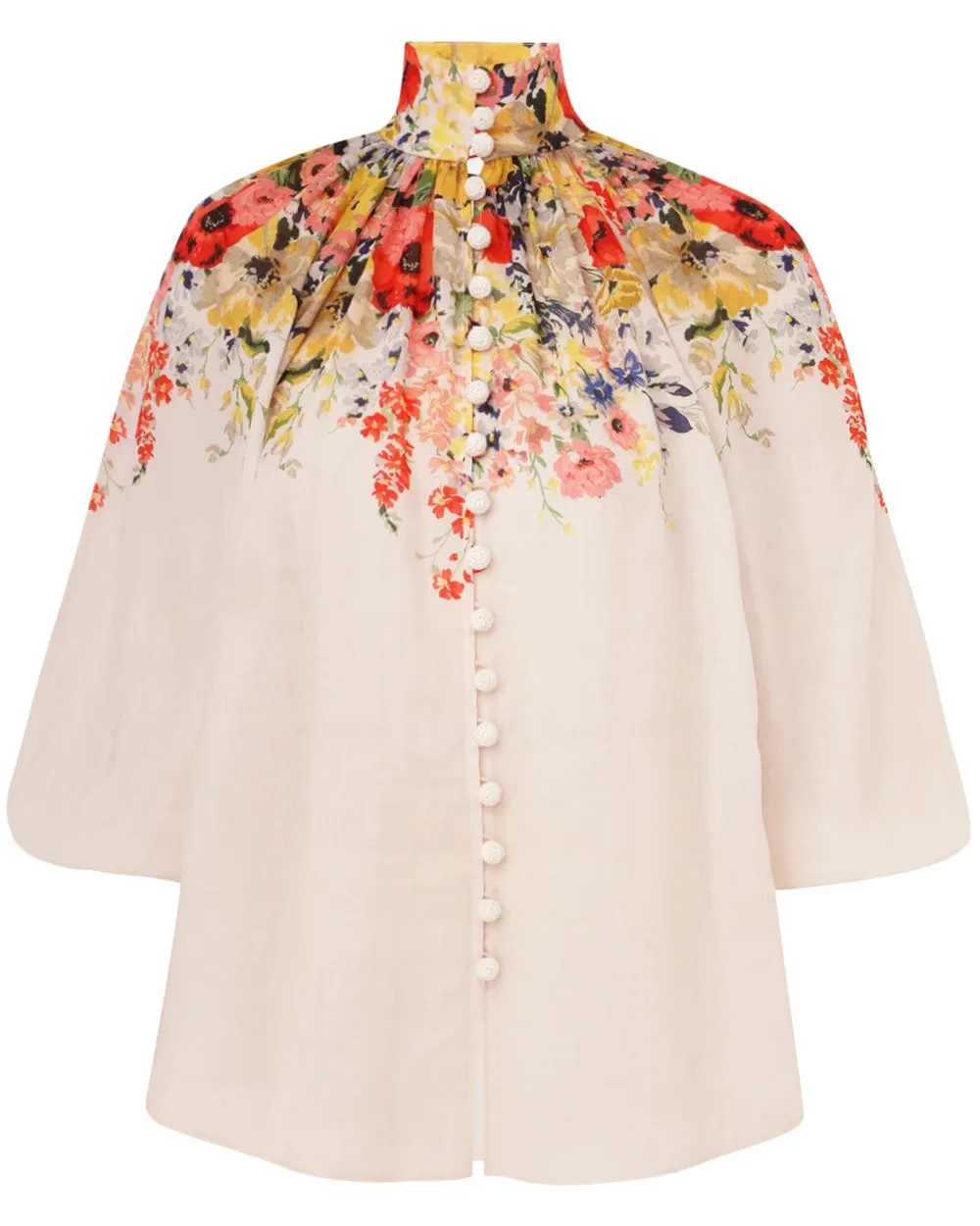 Ivory Floral Alight Billow Blouse