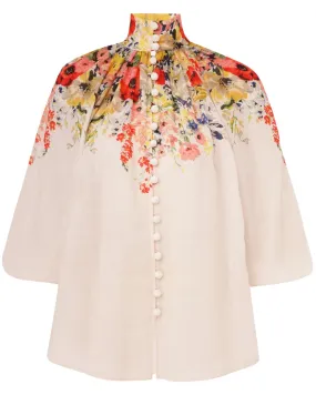 Ivory Floral Alight Billow Blouse