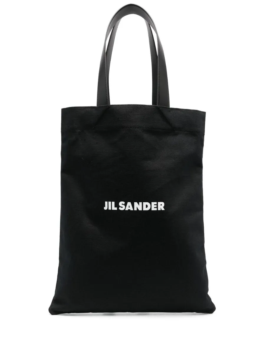 Jil Sander    Jil Sander Logo Linen And Cotton Tote Bag