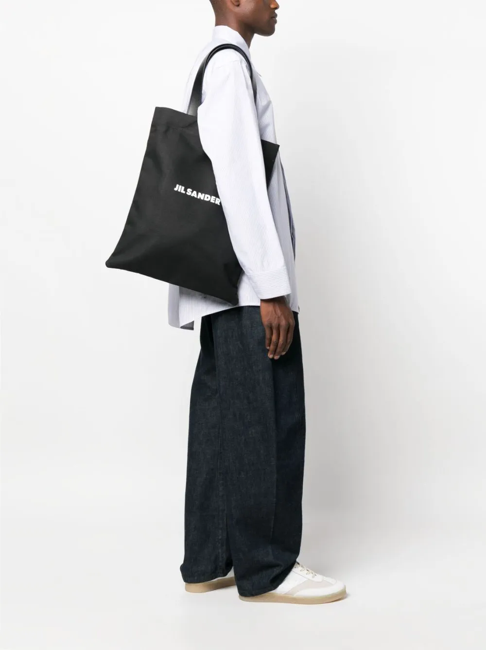 Jil Sander    Jil Sander Logo Linen And Cotton Tote Bag