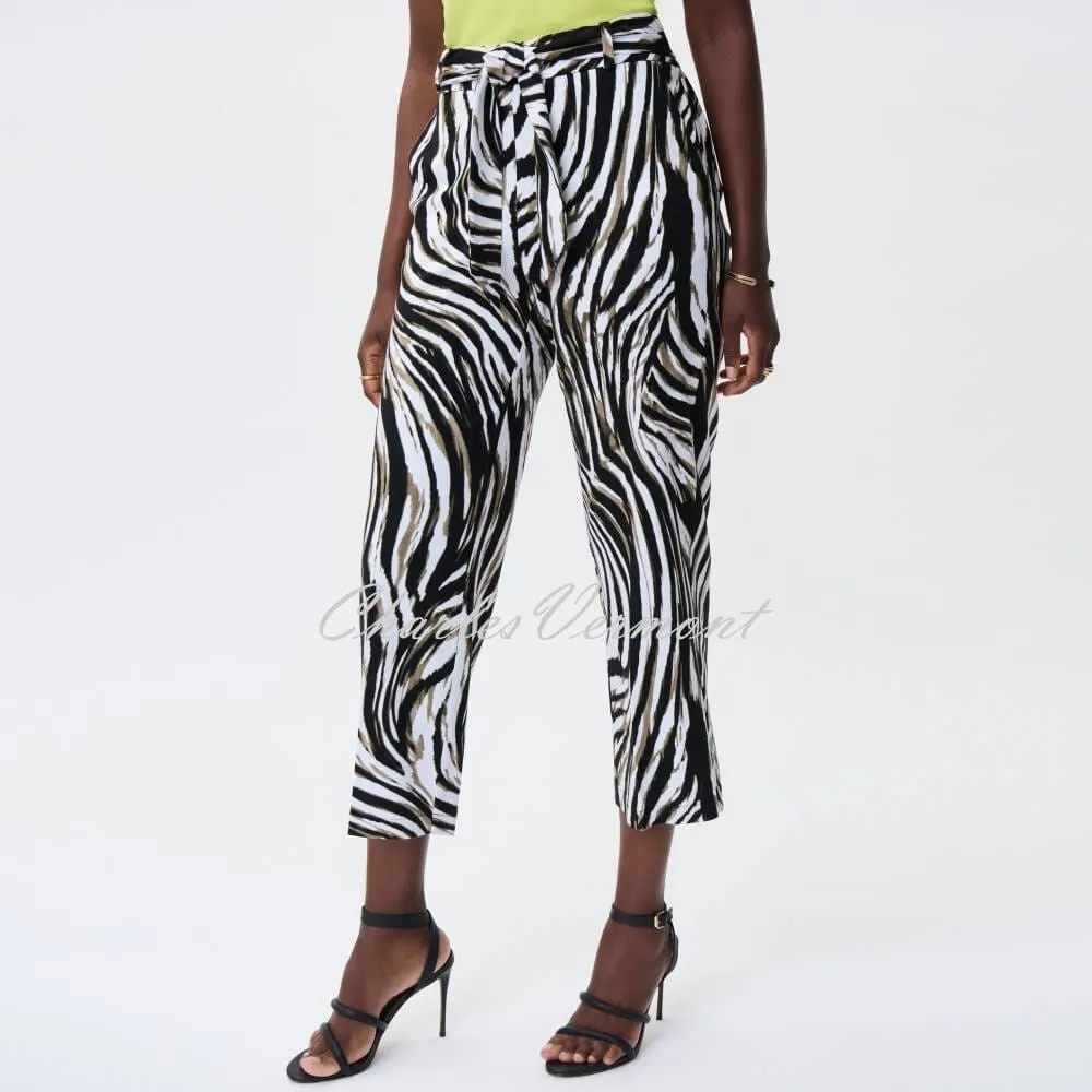 Joseph Ribkoff Animal Print Linen-Look Culotte Trouser - Style 231116