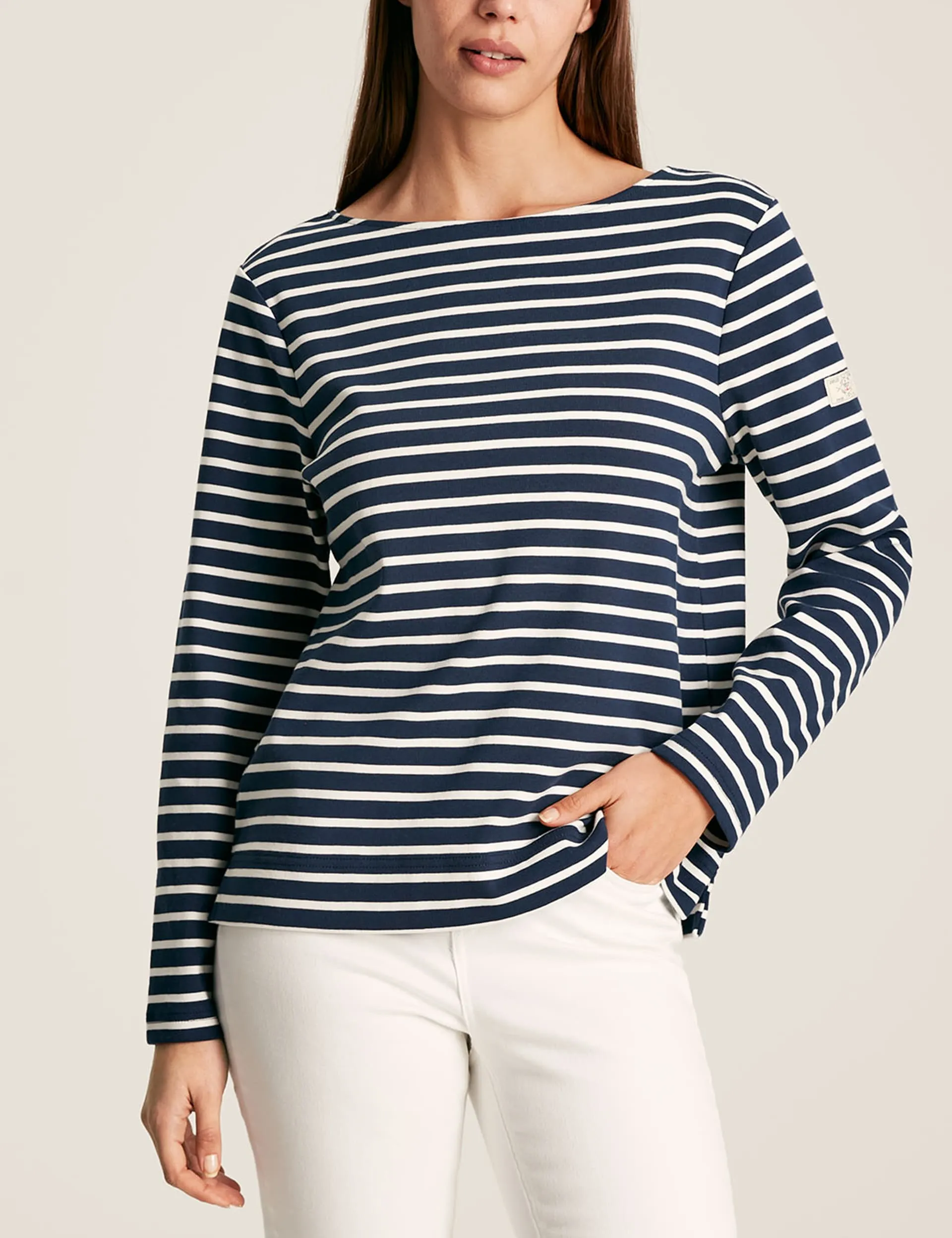 Joules Women's Pure Cotton Striped Top - 8 - Cream Mix, Green Mix,Red Mix,Navy Mix,Cream Mix,Blue Mix