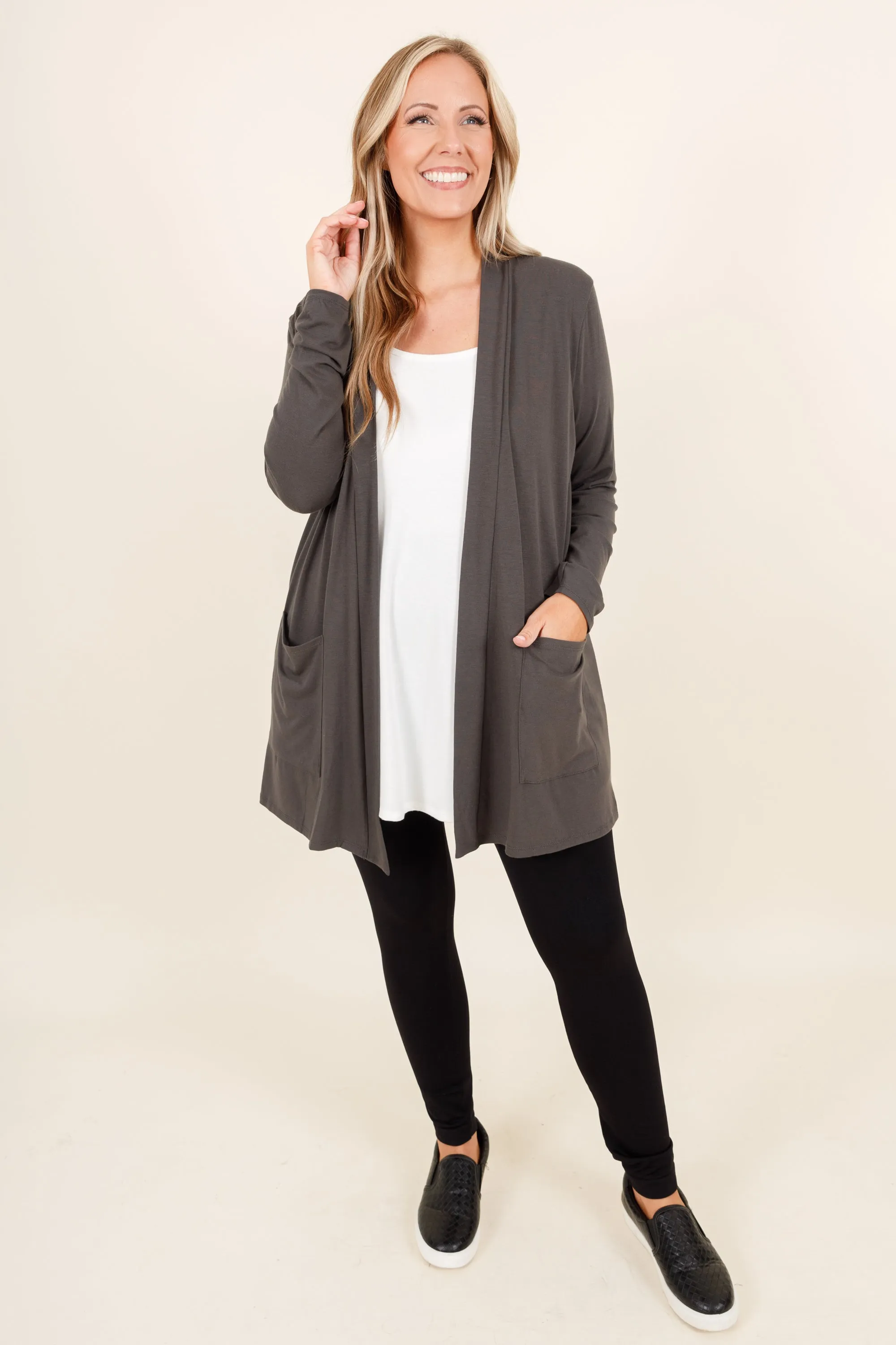 Kindness and Compassion Cardigan, Ash Gray