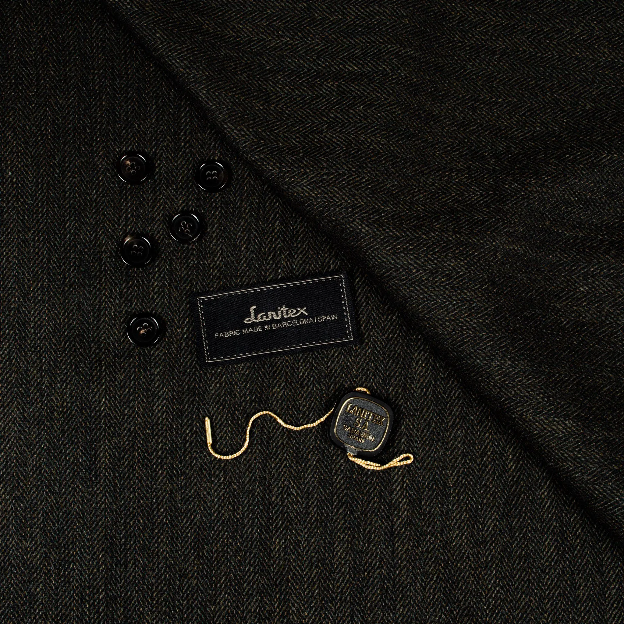 Lanitex Dark Olive Herringbone Custom Trousers