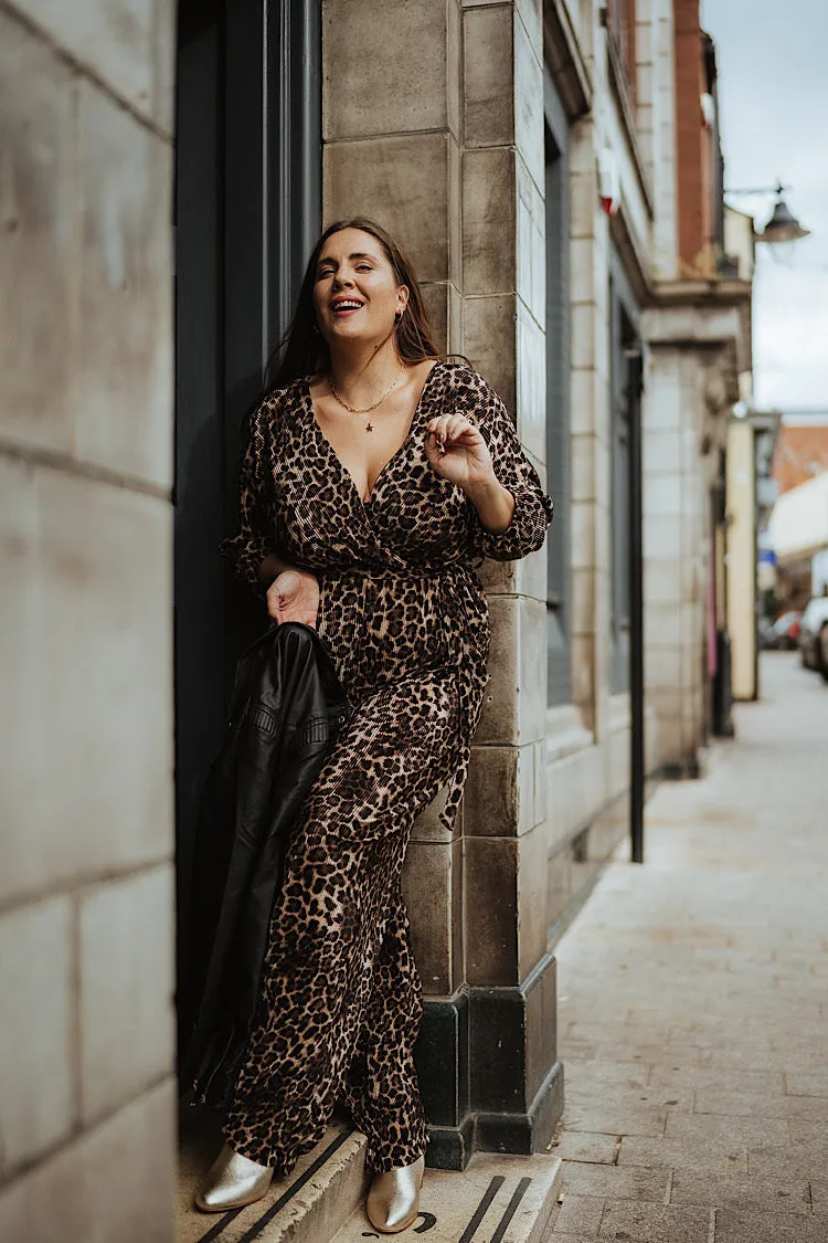 Leopard Plisse Jumpsuit Opal