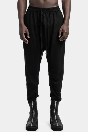 Light linen cropped pants, Noir