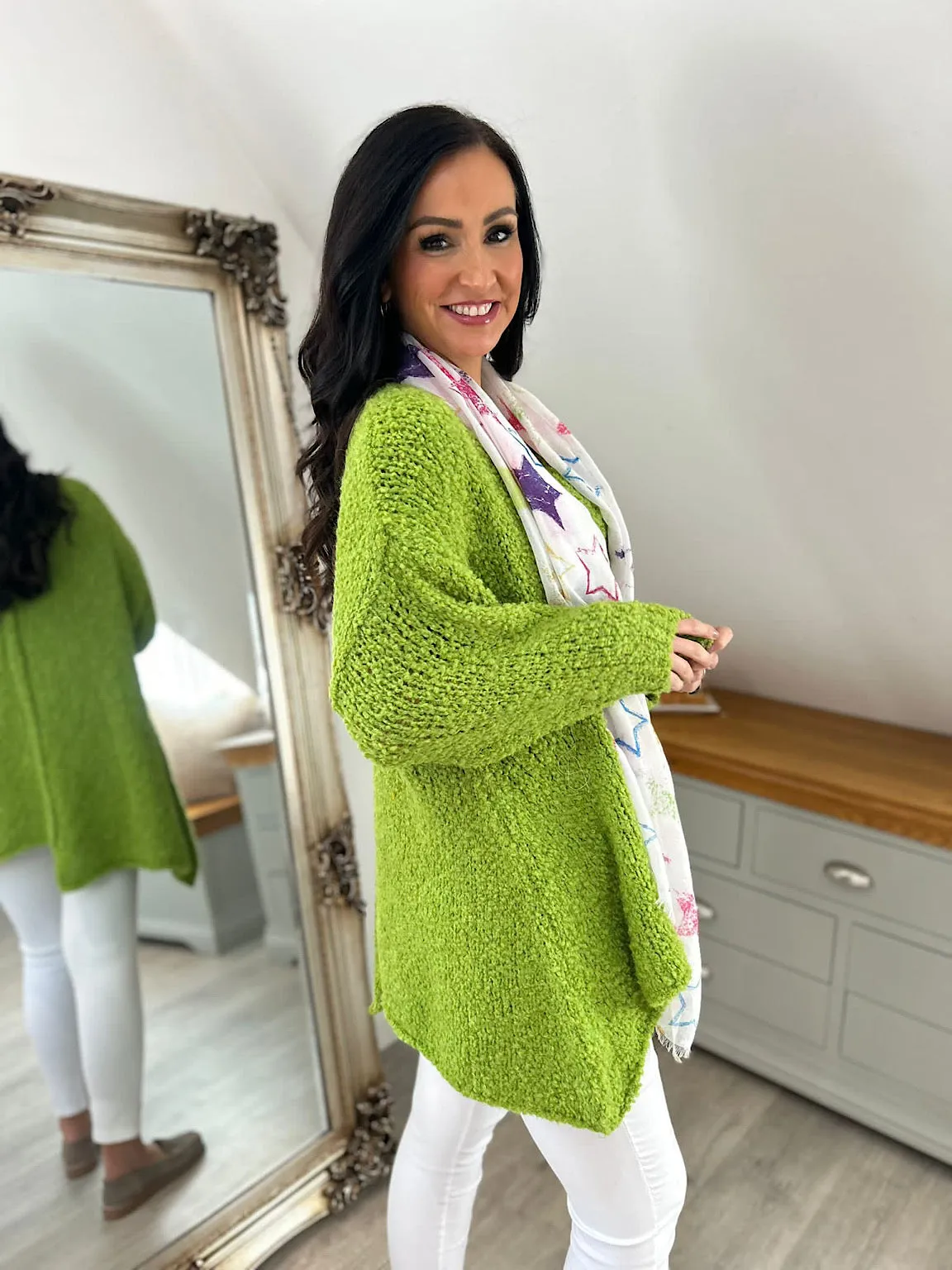 Lime Popcorn Reverse seam Knit Jumper Morgan