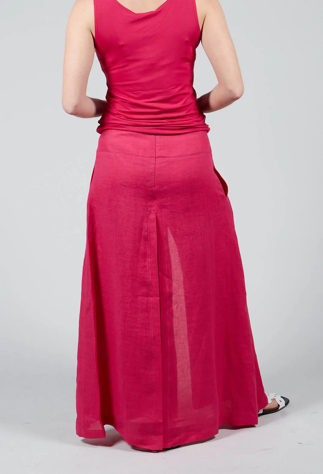 Linen Wide Leg Trousers in Raspberry