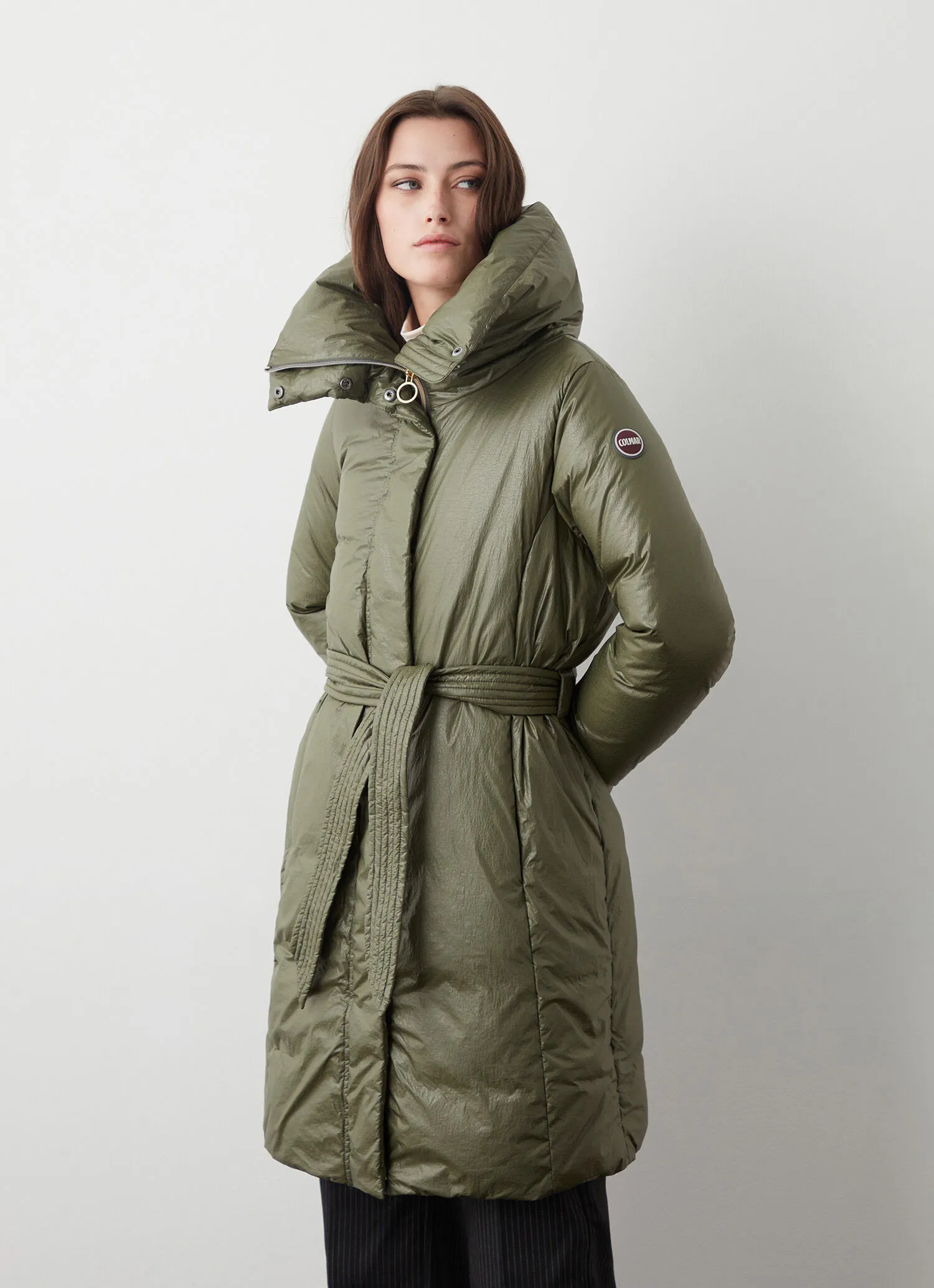 Long marble-effect down jacket-