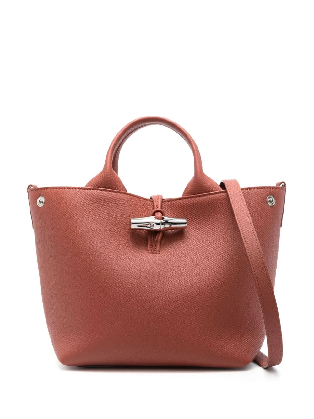 Longchamp small Le Roseau leather tote bag - Red