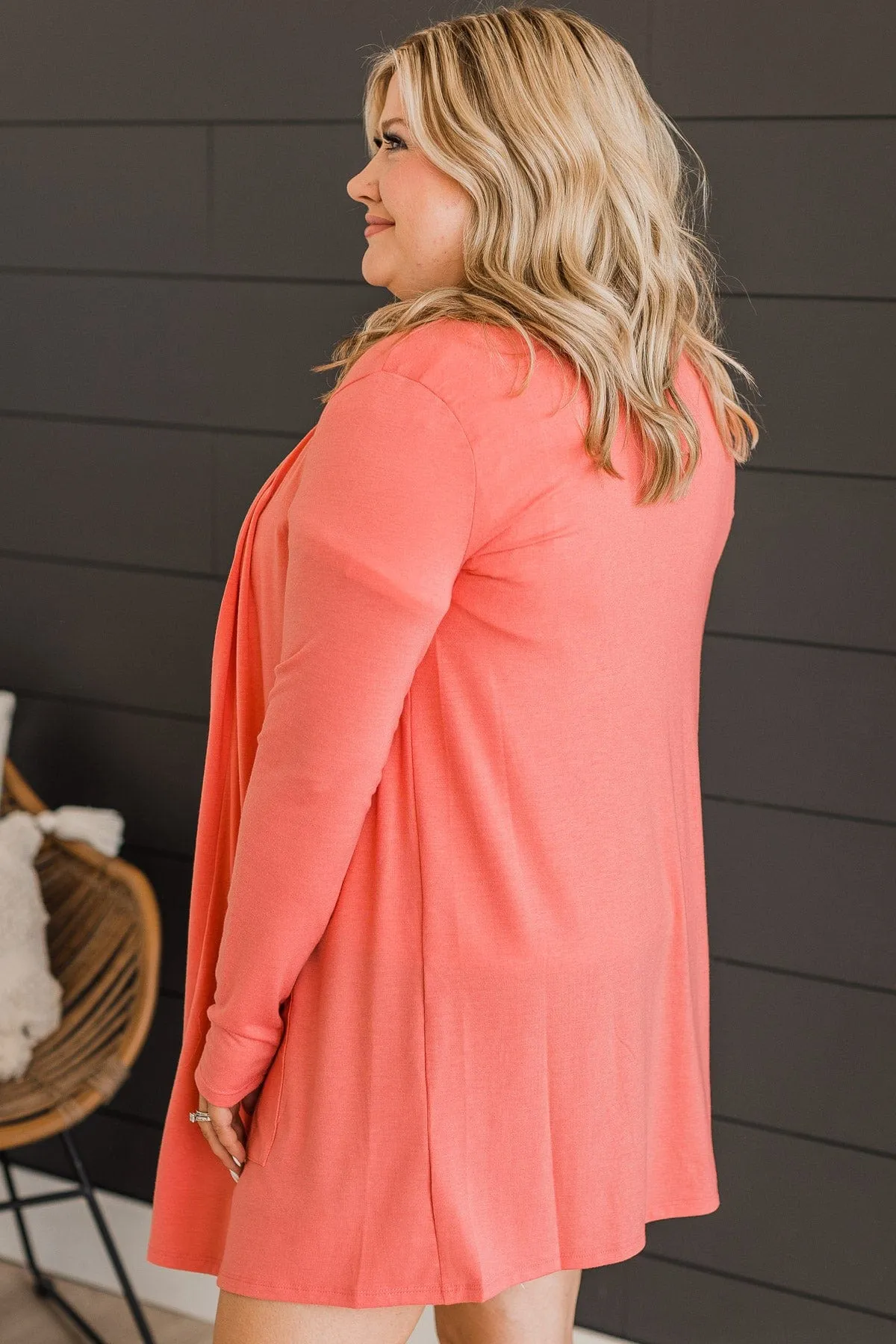 Loving It All Knit Cardigan- Coral