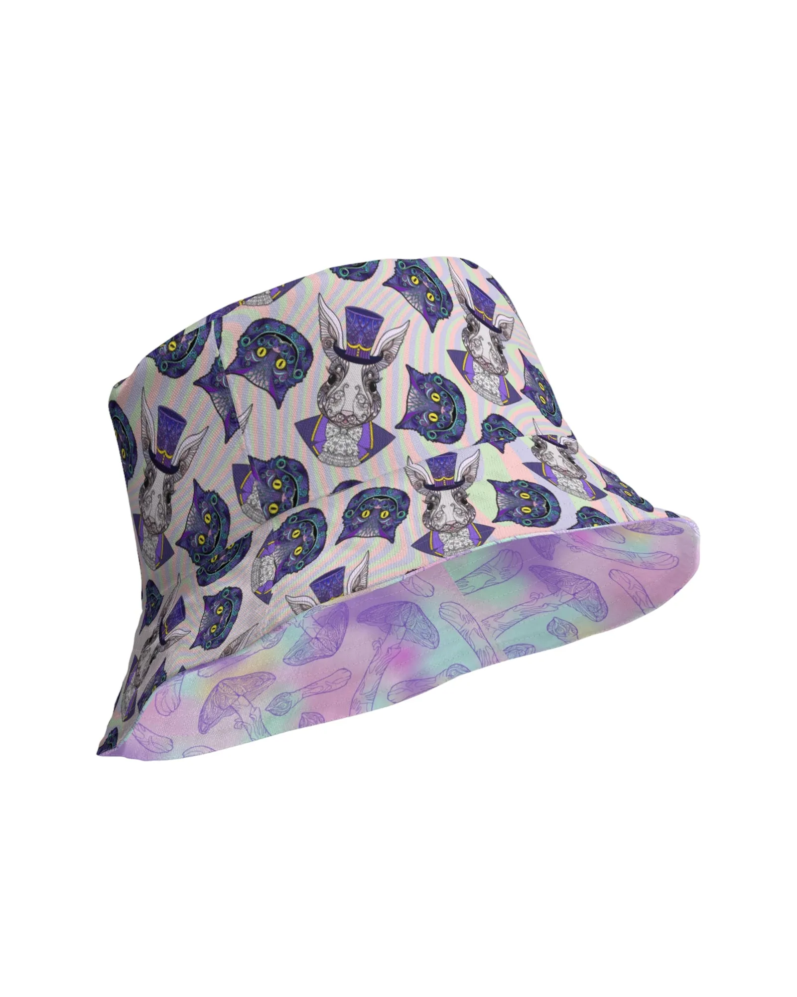 Mad Catter / Down The Rabbit Hole Reversible Bucket Hat