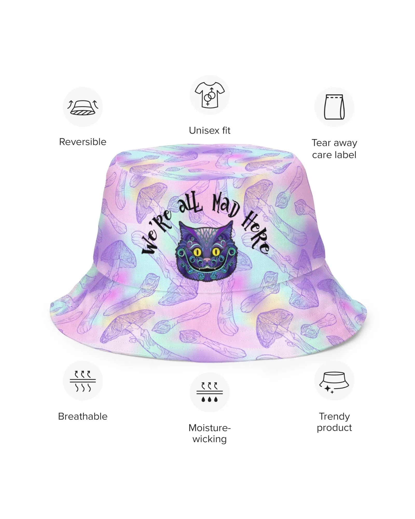 Mad Catter / Down The Rabbit Hole Reversible Bucket Hat