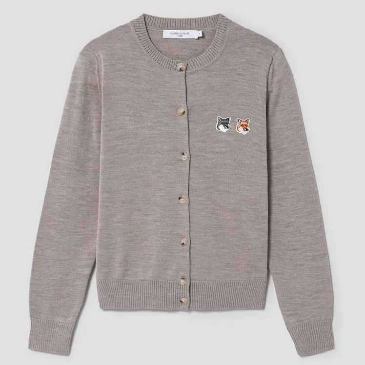 MAISON KITSUNE  |Unisex Wool Street Style Long Sleeves Plain Logo Cardigans