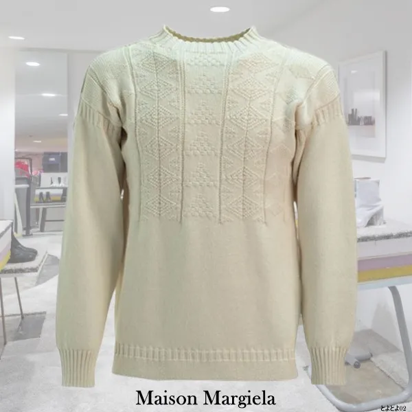 Maison Margiela  |Crew Neck Pullovers Unisex Low Gauge Long Sleeves Plain Logo