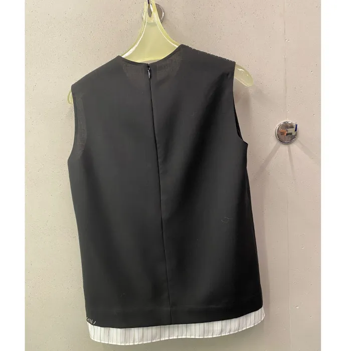 MARNI  |Black tropical wool sleeveless top with Marni mending