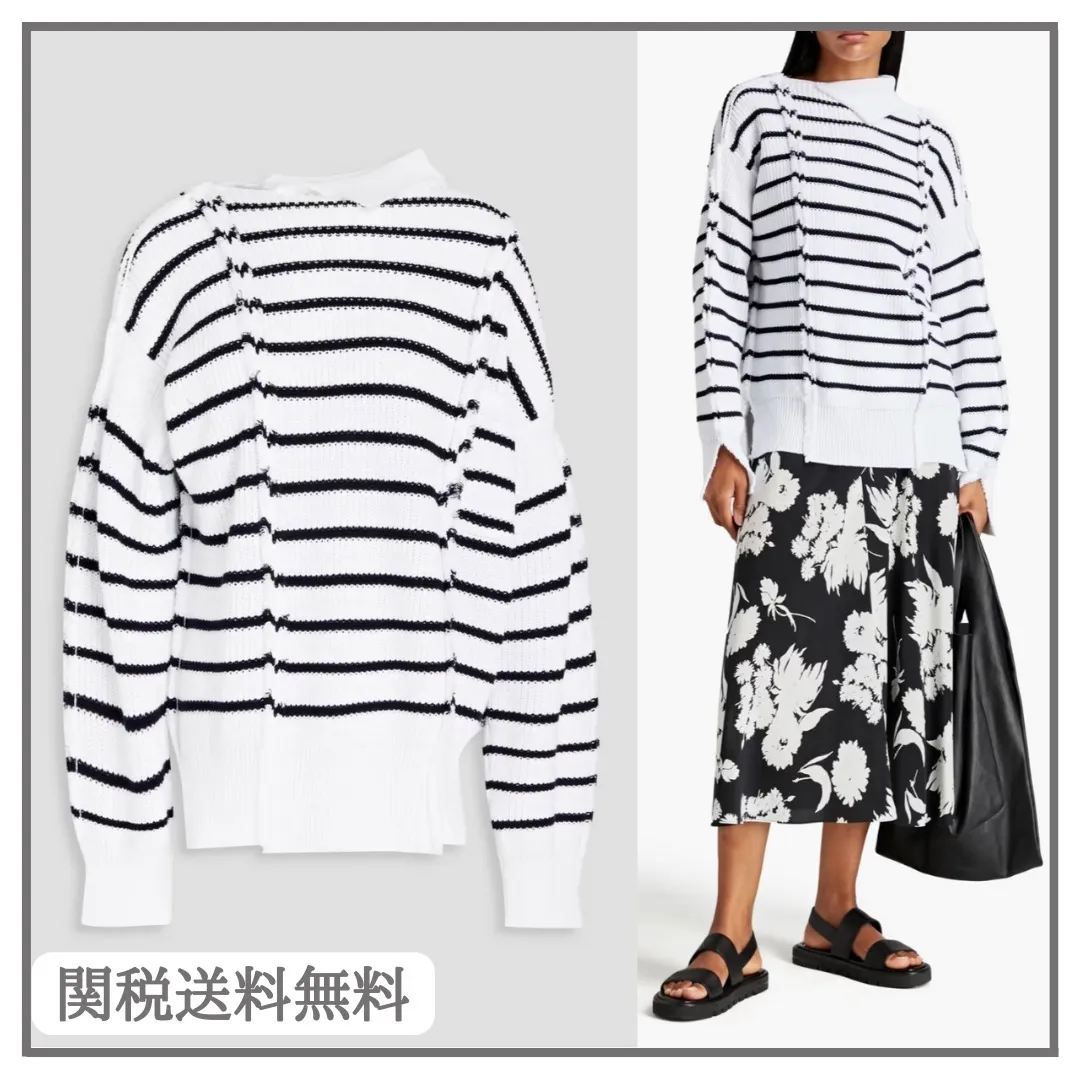 MARNI  |Crew Neck Stripes Casual Style Rib Street Style Long Sleeves