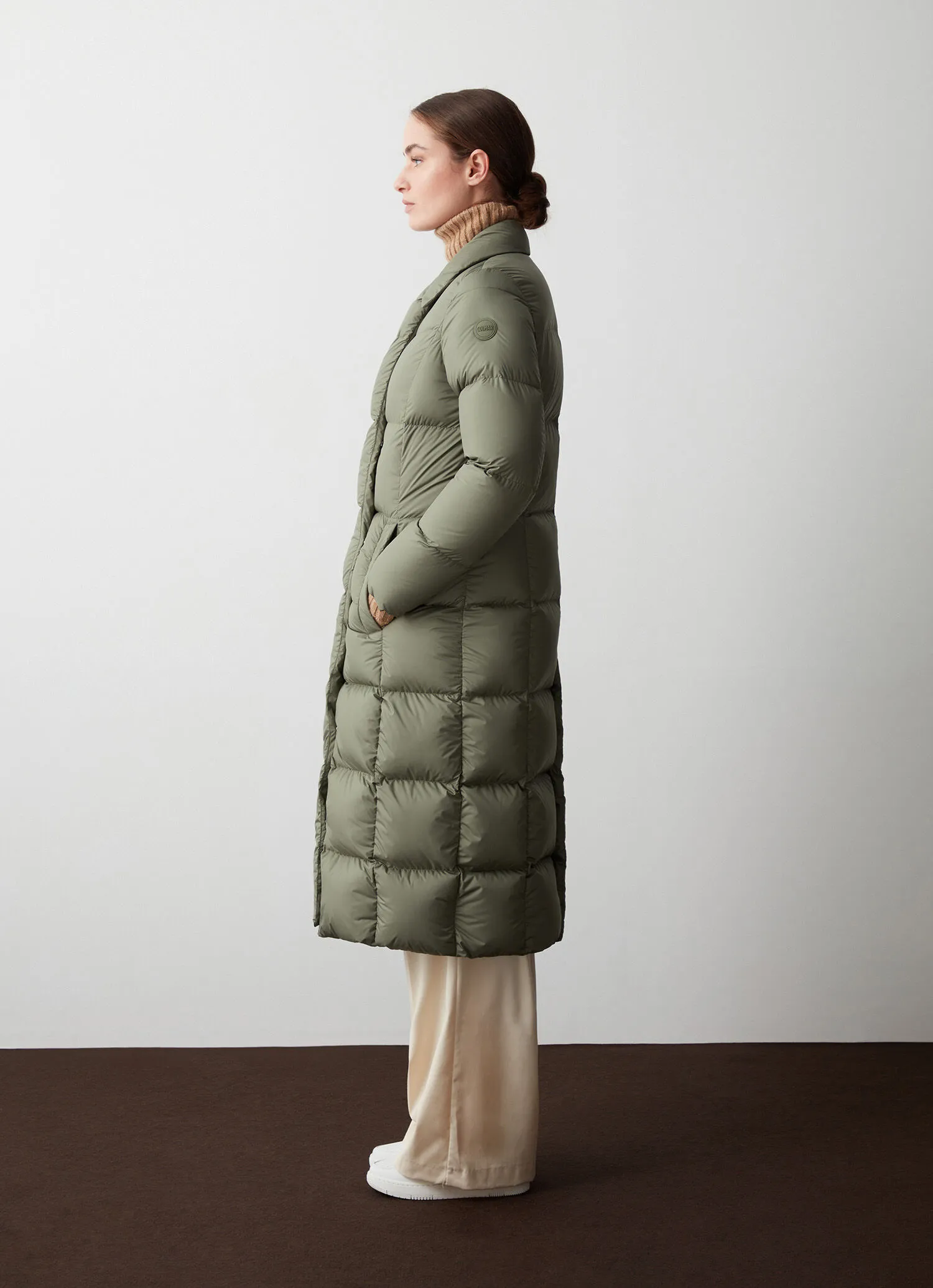 Matte-fabric maxi-down jacket-