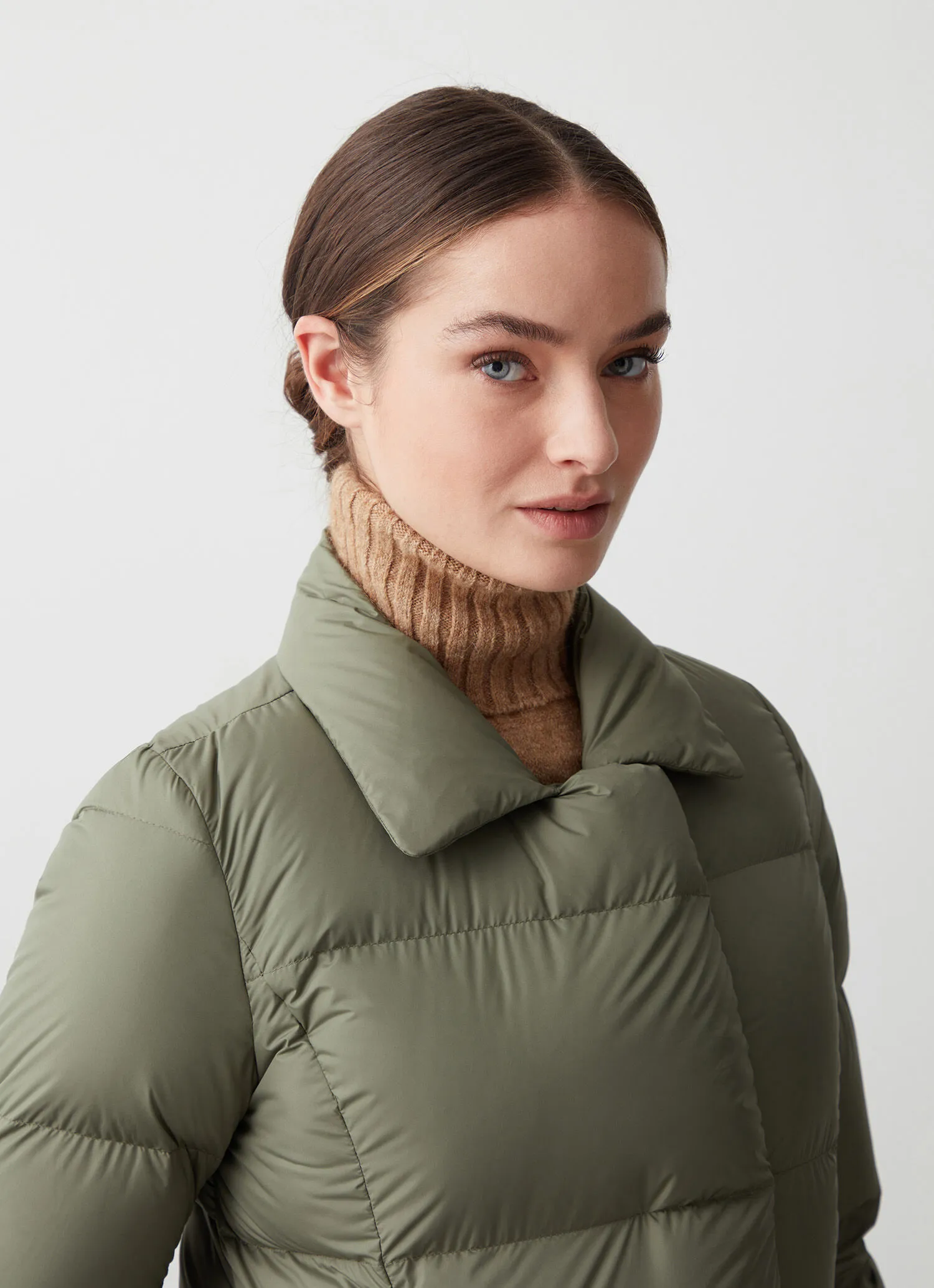 Matte-fabric maxi-down jacket-