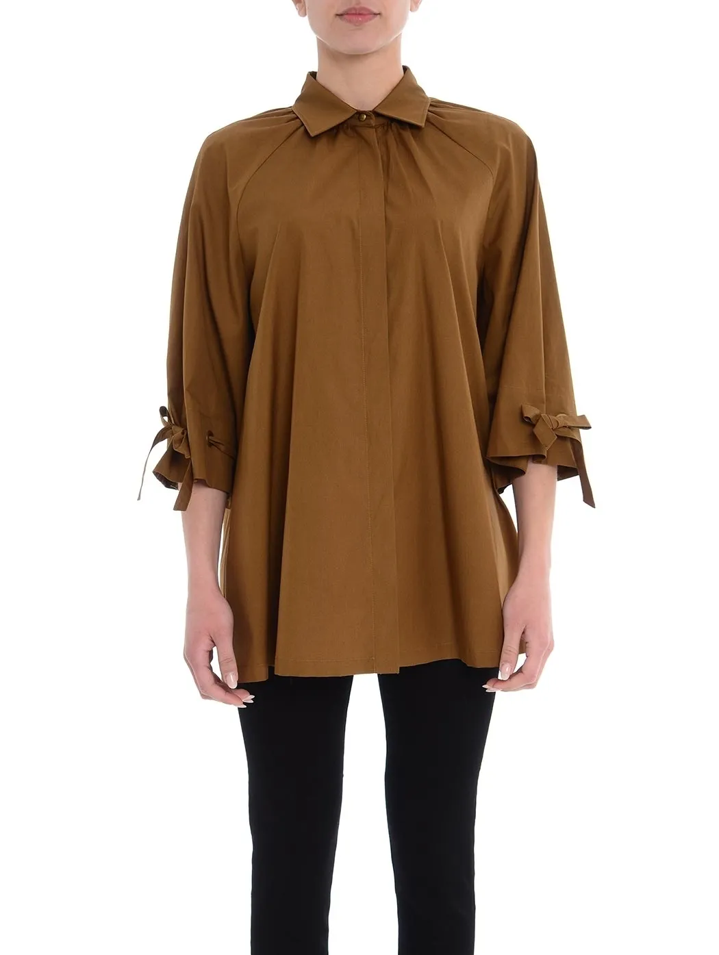 MaxMara  |Casual Style Long Sleeves Plain Cotton Medium Party Style