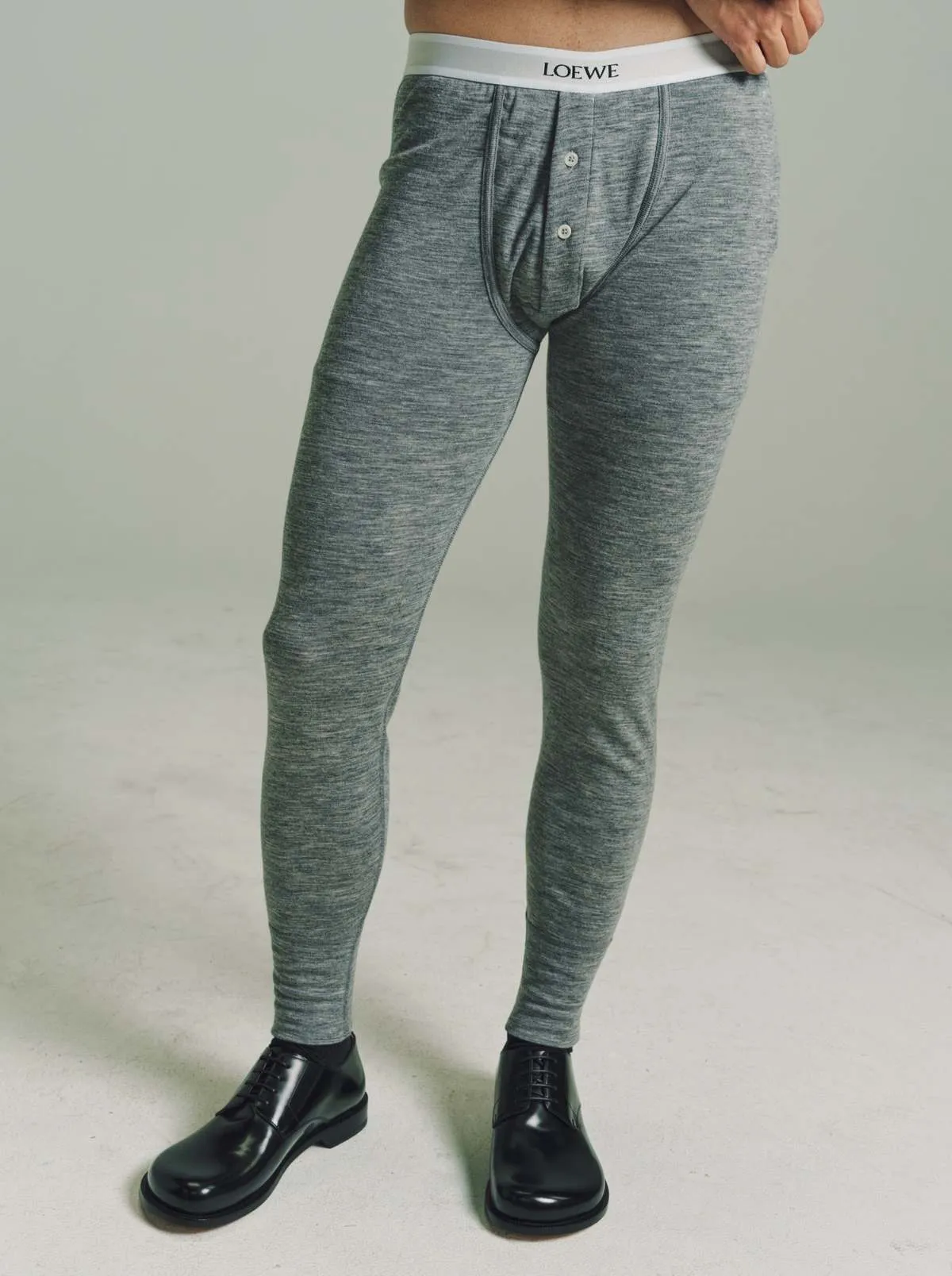 Melange Lana Wool Leggings - Grey