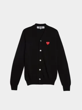 Men Red Heart Play Cardigan, Black