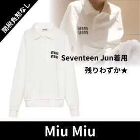 MiuMiu  |Long Sleeves Plain Cotton Logo Polos