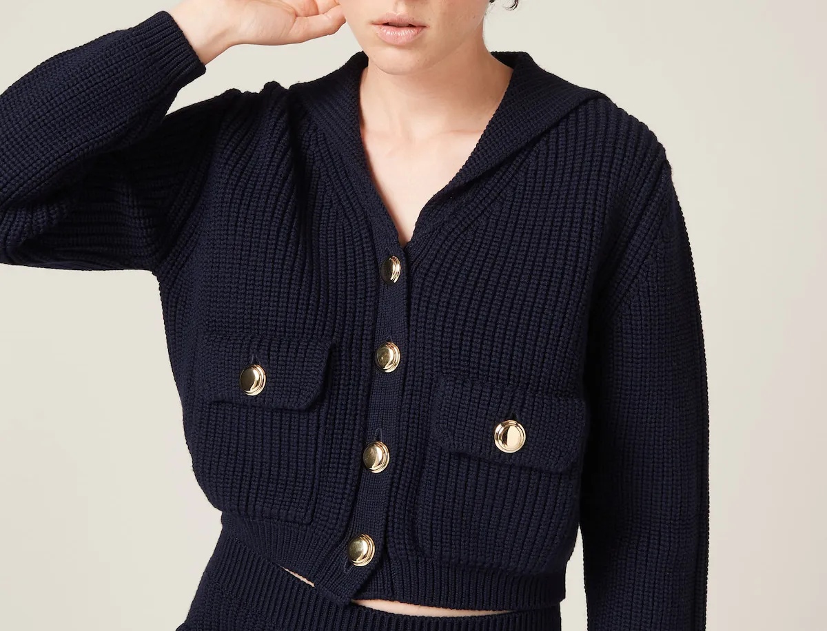 MiuMiu  |Wool Long Sleeves Plain Logo Cardigans