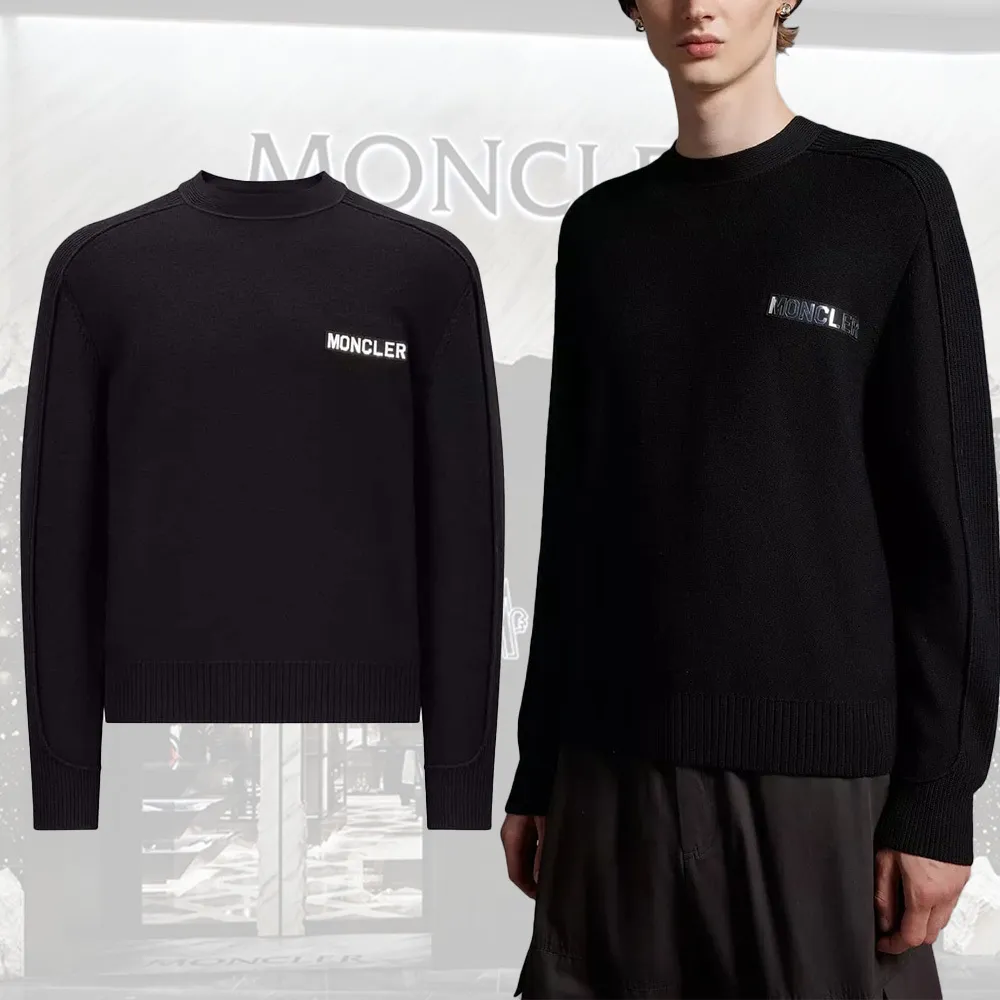 MONCLER  |Long Sleeves Plain Logo FX Advantage / Exclusive Sweaters