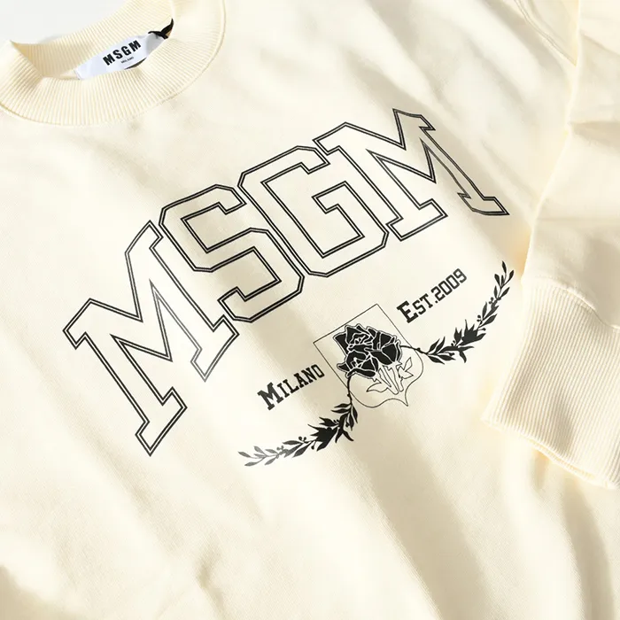 MSGM  |Long Sleeves Cotton Logo Designers Sweatshirts