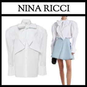 NINA RICCI  |Casual Style Street Style Long Sleeves Plain Cotton